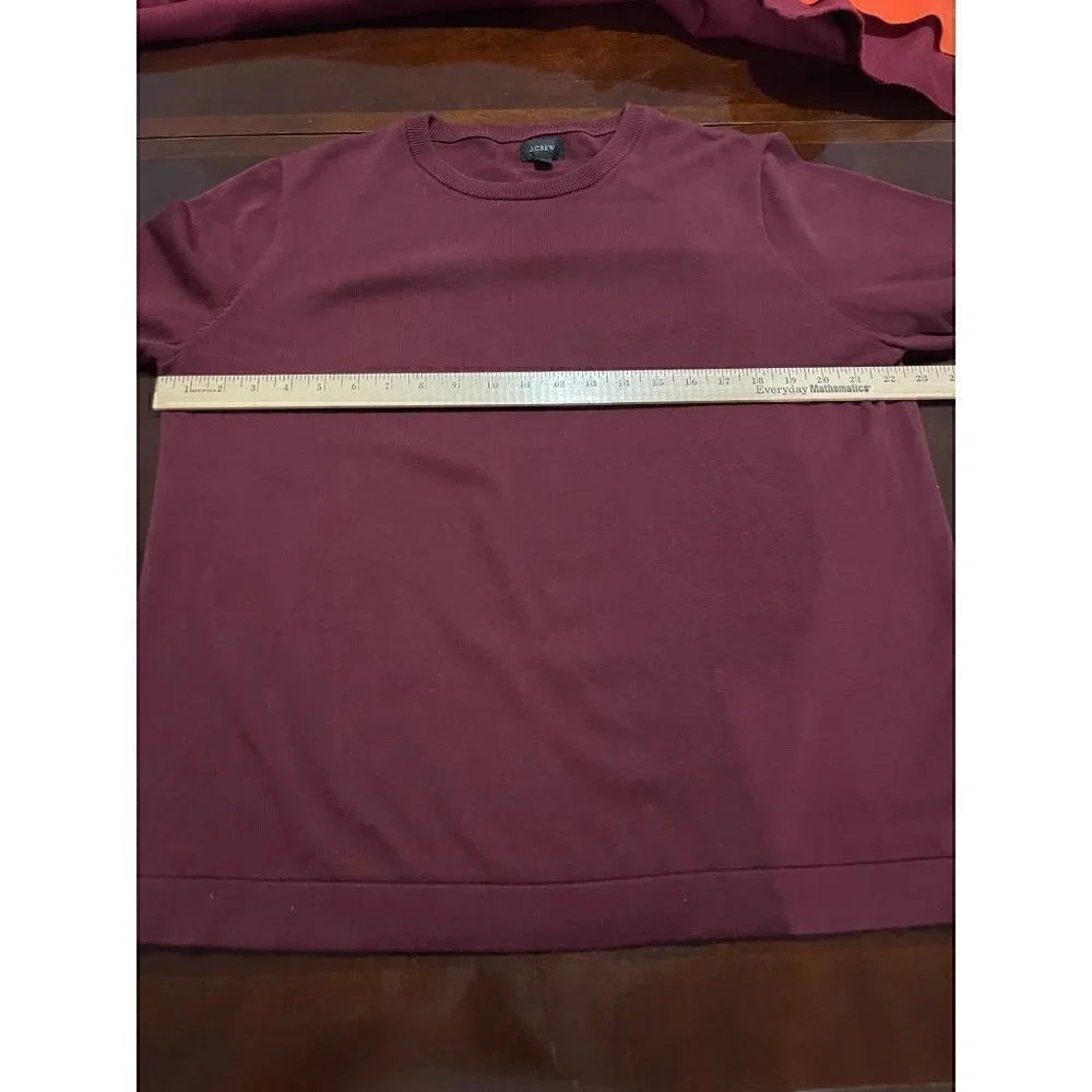 J Crew Burgundy Men's Cotton Crewneck Pullover Sweater Size Large